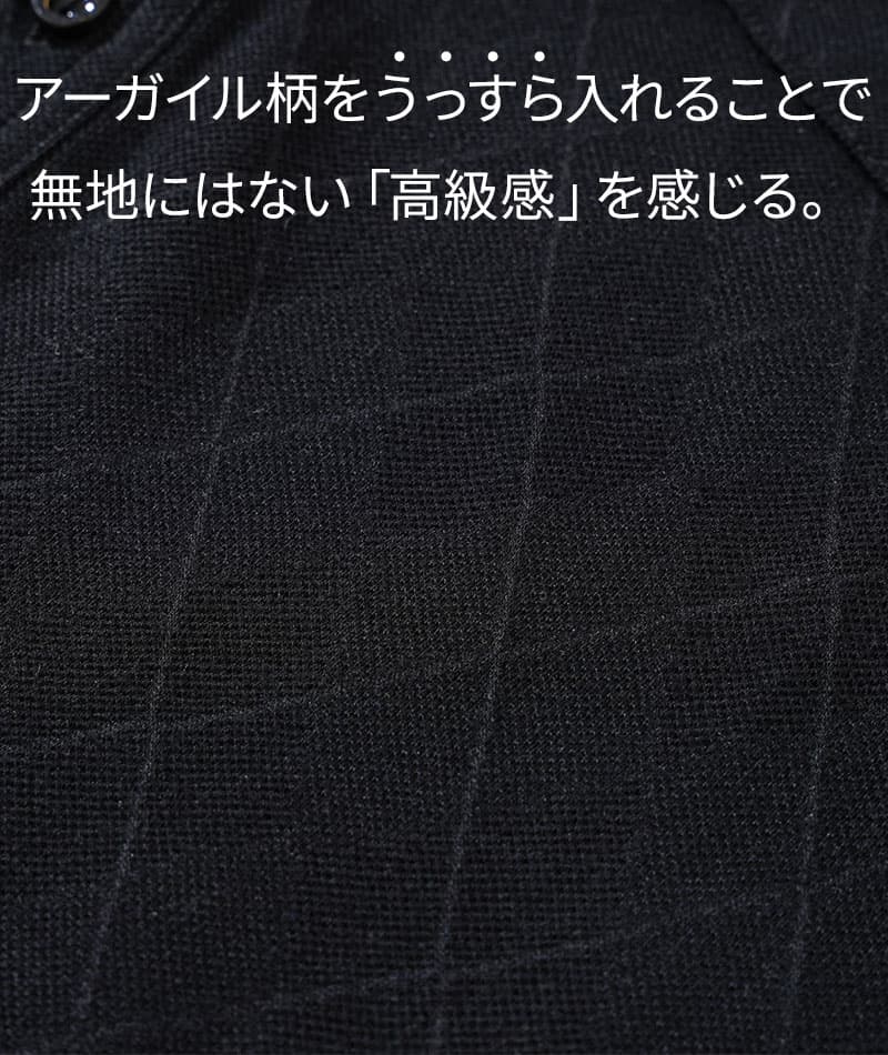 クールマックス素材ドライ加工アーガイル半袖・7分袖ポロシャツ