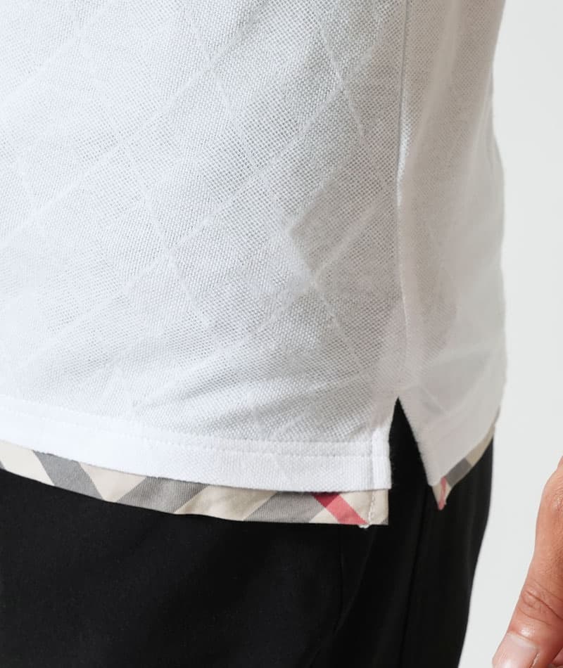 クールマックス素材ドライ加工フェイクレイヤード半袖VネックTシャツ