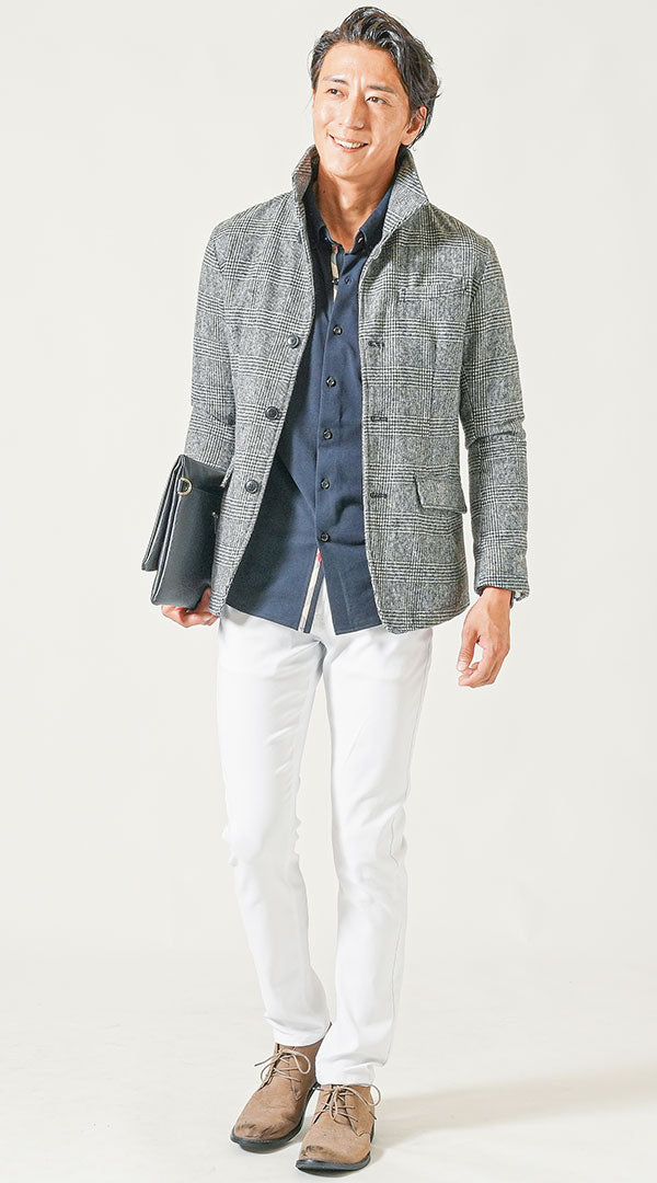 冬におすすめのメンズシャツコーデの例