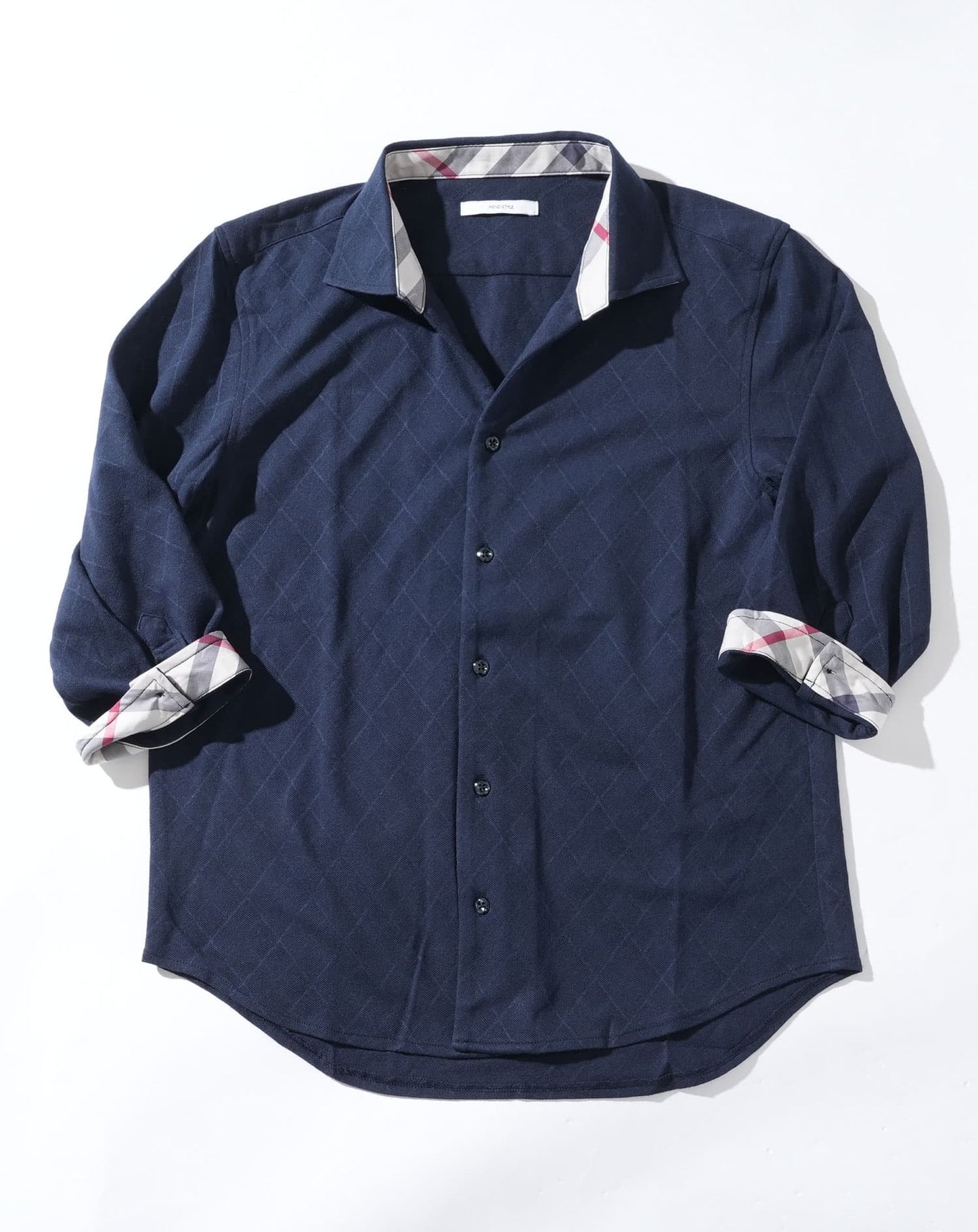 クールマックスチェックデザインドライ加工7分袖シャツ