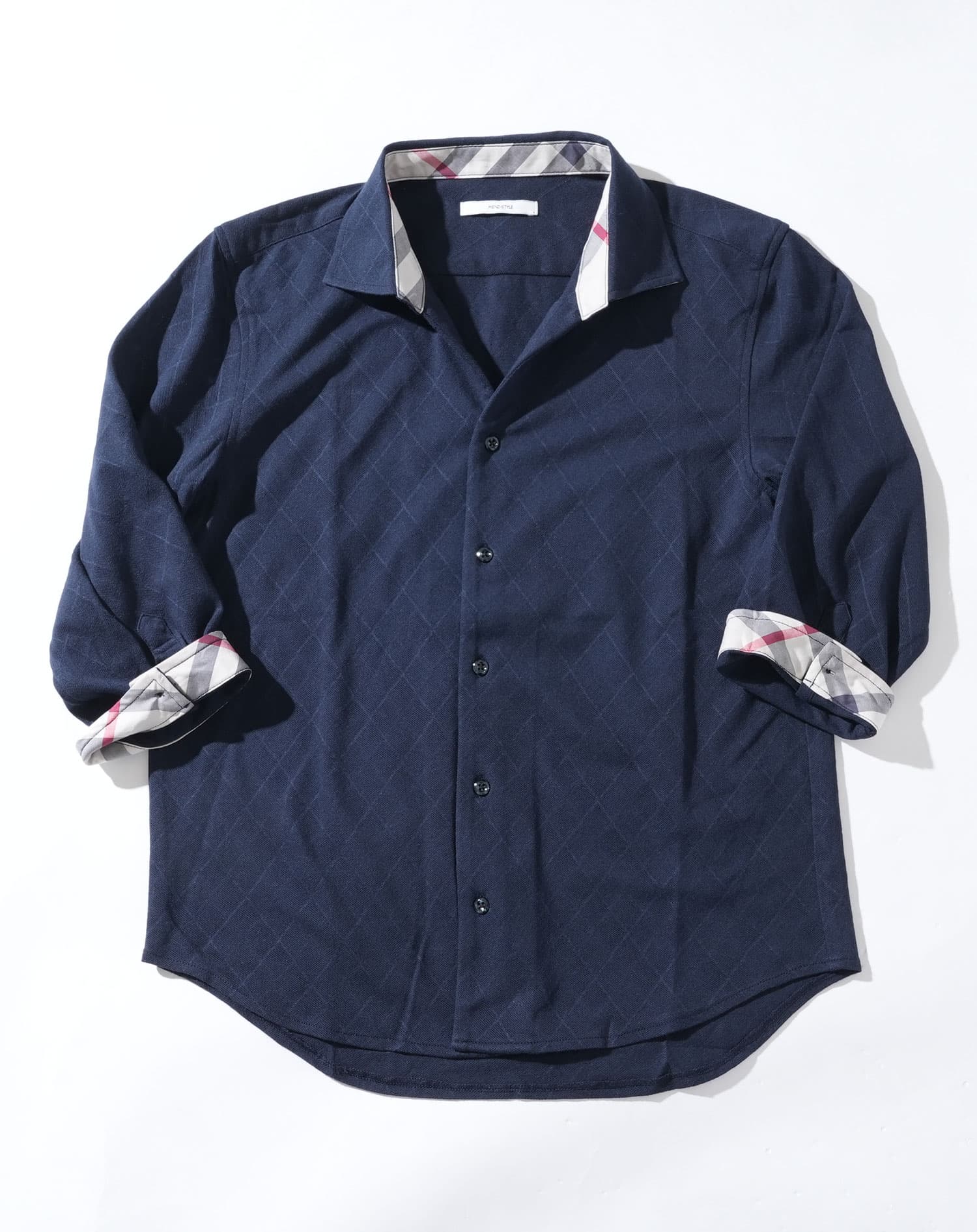クールマックスチェックデザインドライ加工7分袖シャツ