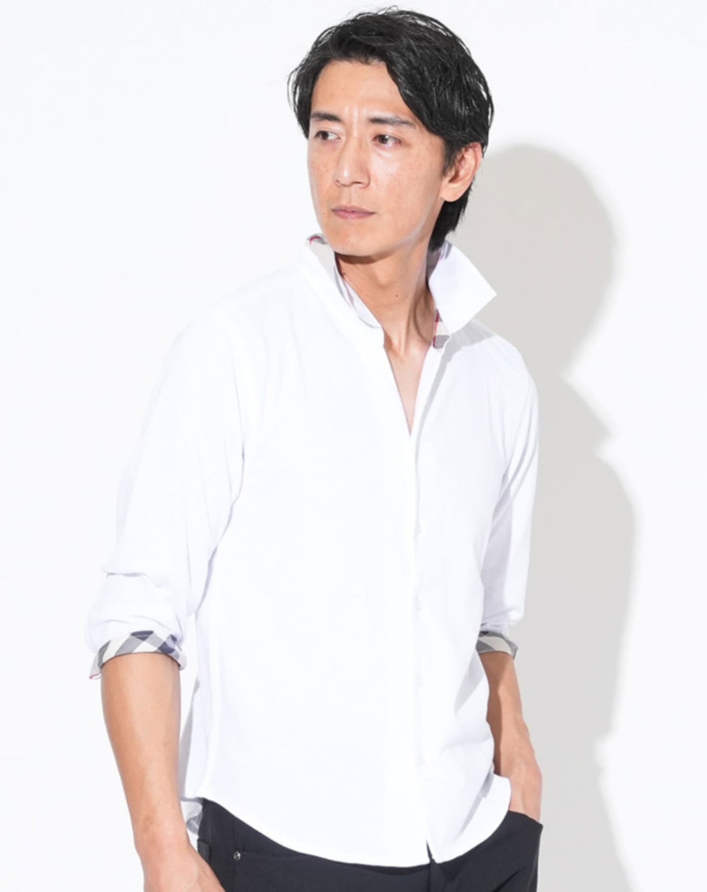 クールマックスチェックデザインドライ加工7分袖シャツ