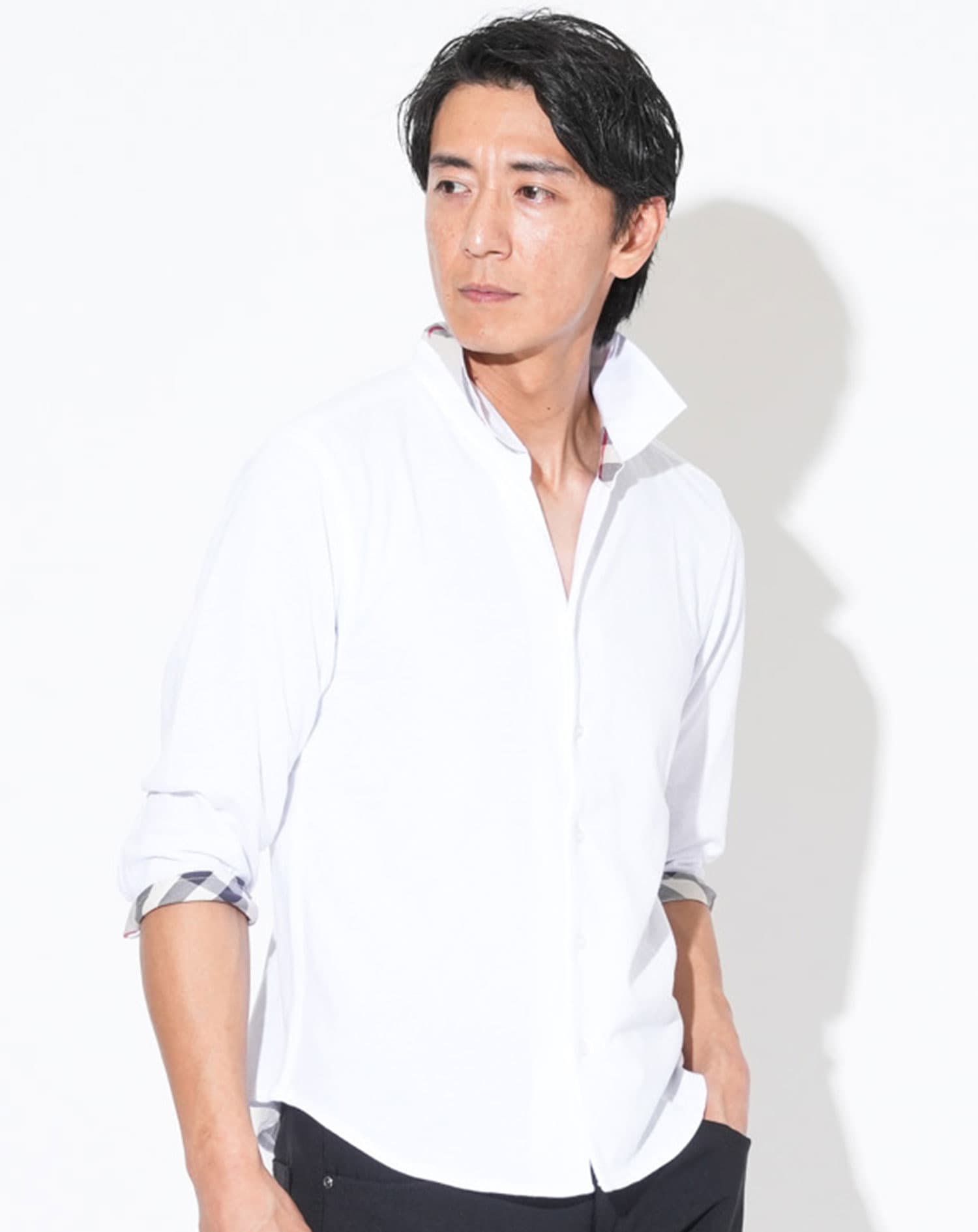 クールマックスチェックデザインドライ加工7分袖シャツ