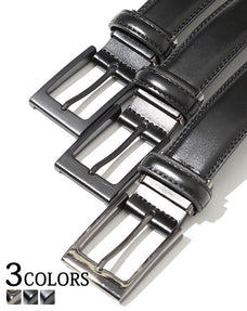 ブラックスクエアバックル牛革ベルト