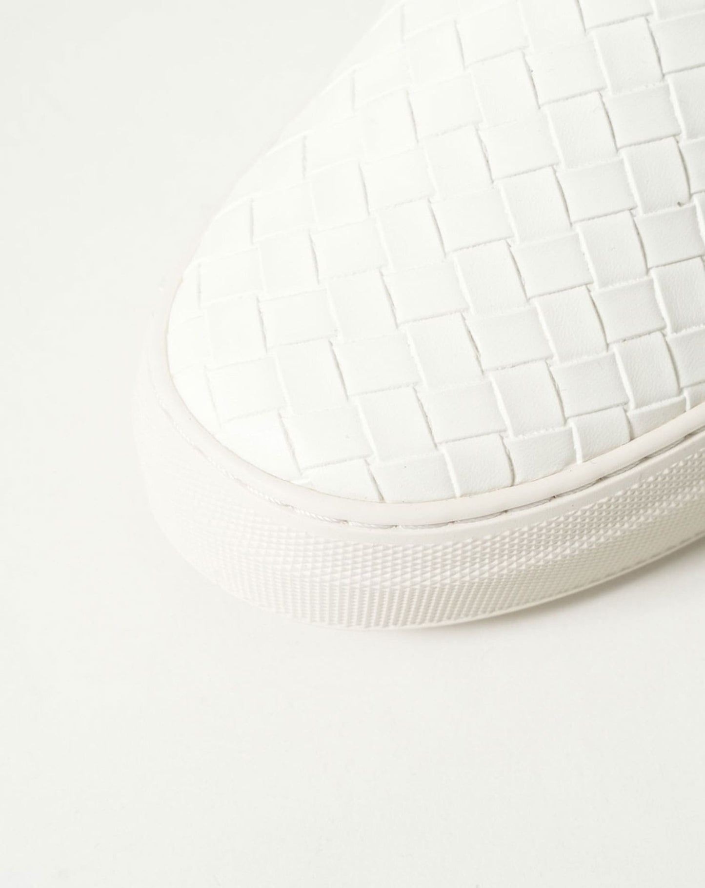 PUレザーイントレチャート編みスリッポンスニーカー