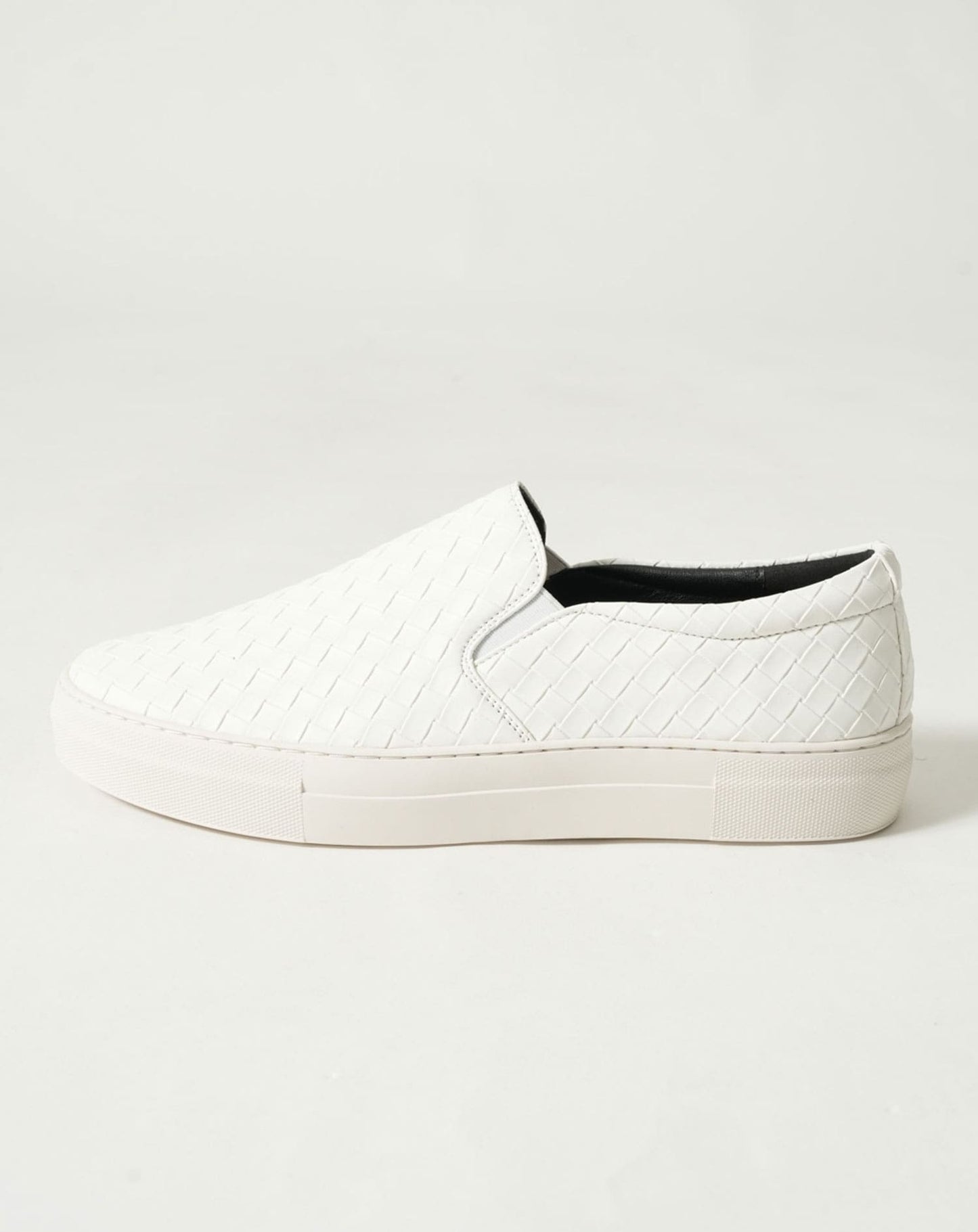 PUレザーイントレチャート編みスリッポンスニーカー