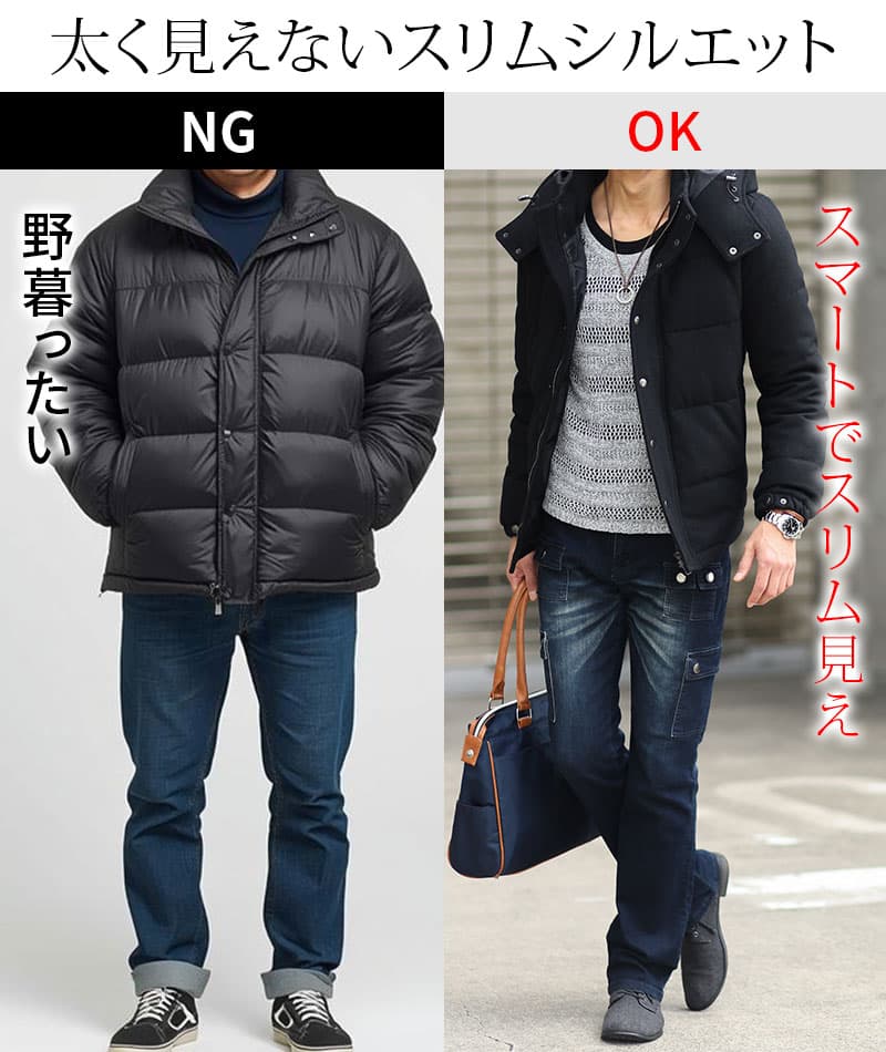 メルトン素材ボリュームネックフードデザインダウンジャケット