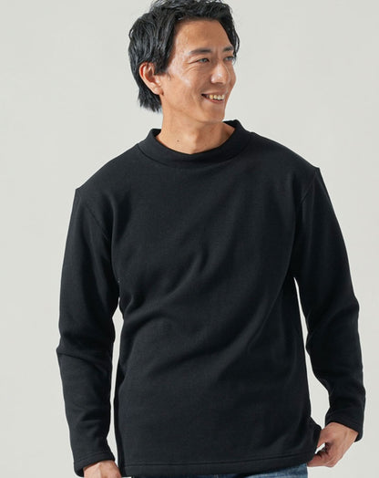 日本製厚手ボンバーヒート裏起毛素材モックネック長袖Tシャツ Tシャツ カットソー メンズ 長袖 冬 防寒 暖かい ハイネック モックネック おしゃれ ブランド 人気 おすすめ 無地 コーデ 40代 50代 ちょいワル イケオジ ストレッチ