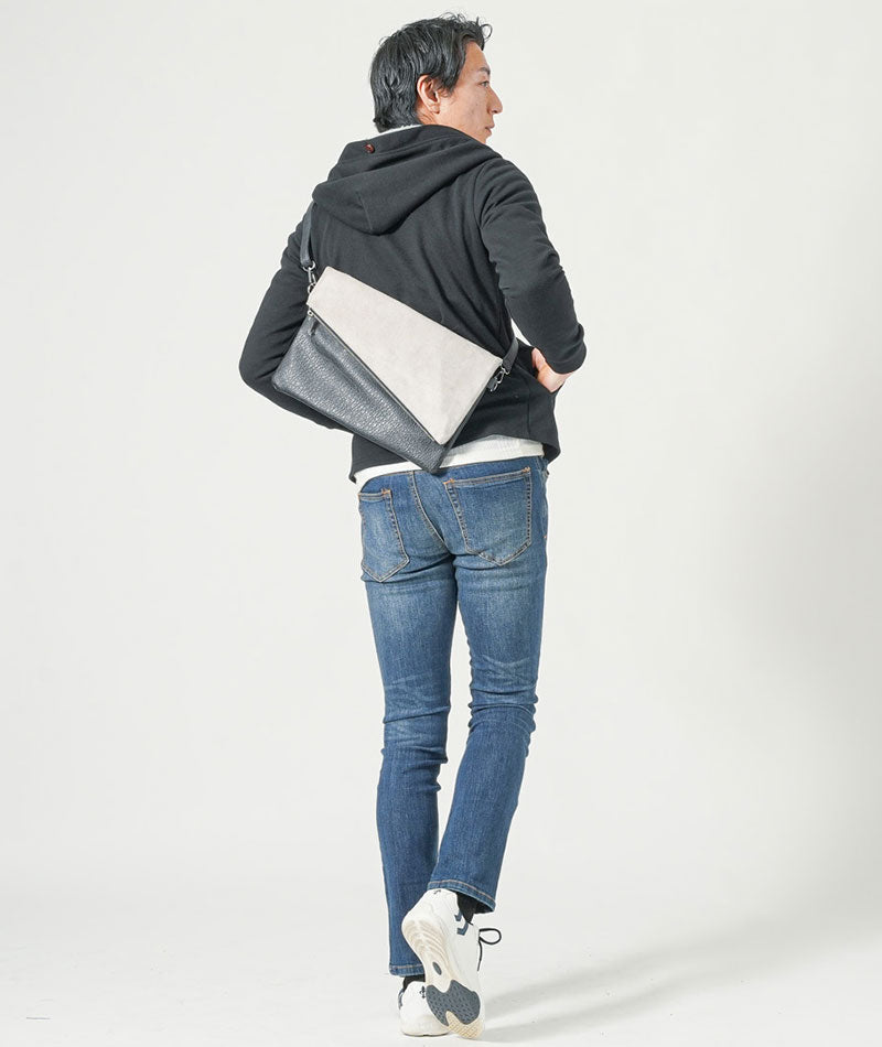 A4 クラッチバッグ メンズ 2WAY ショルダー スエード切り替え おしゃれ
