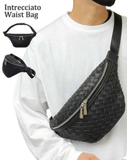 PUレザー編み込みミニショルダーバッグ