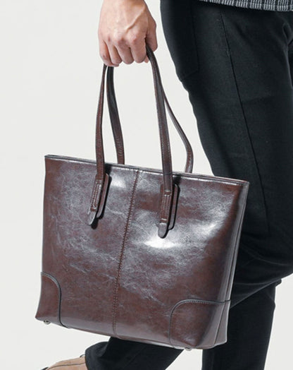 ファスナー付き本革トートバッグ