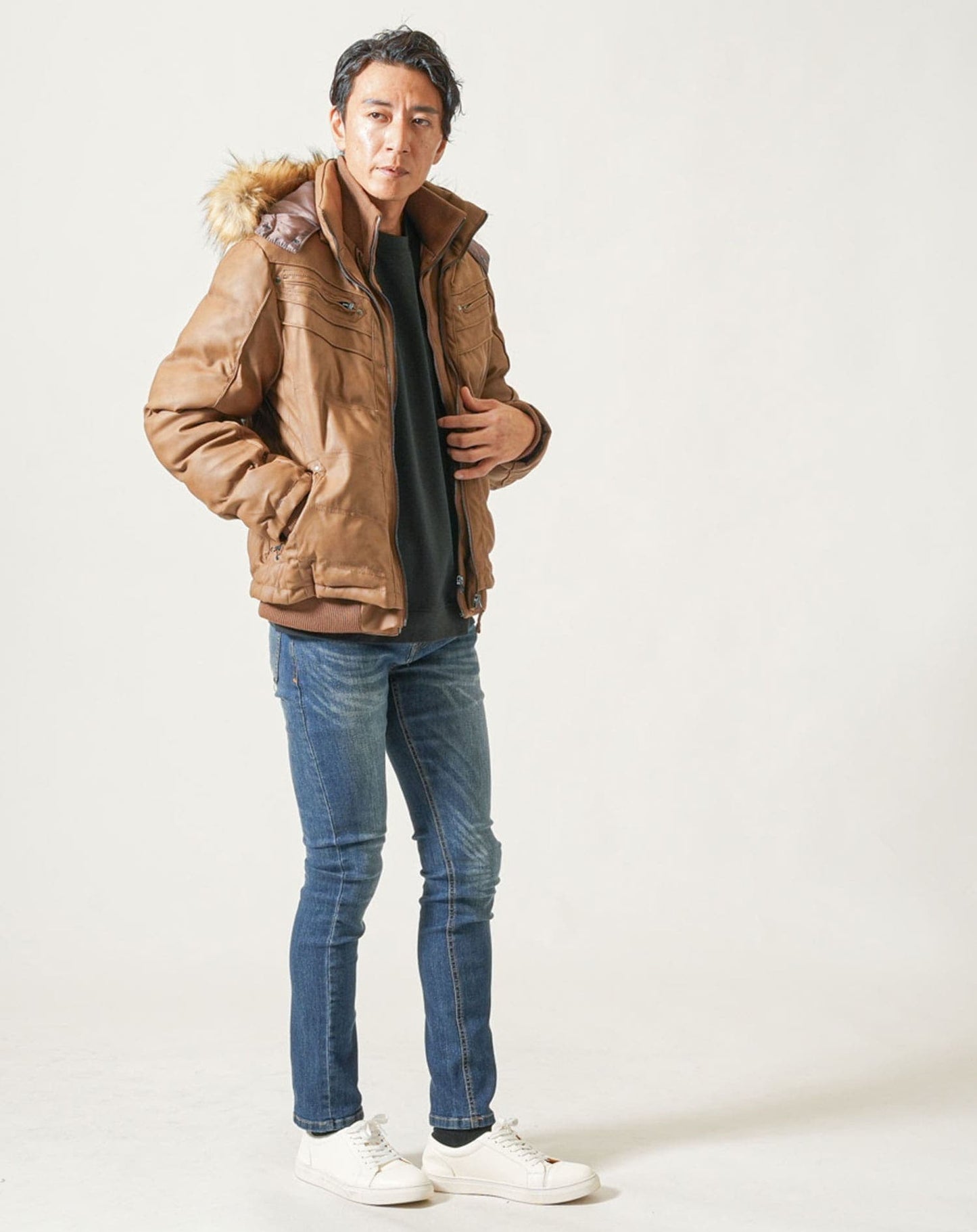 スプリットレザーレースアップスニーカー