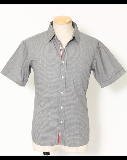 トリコロールラインテープデザイン千鳥シャツ　日本製