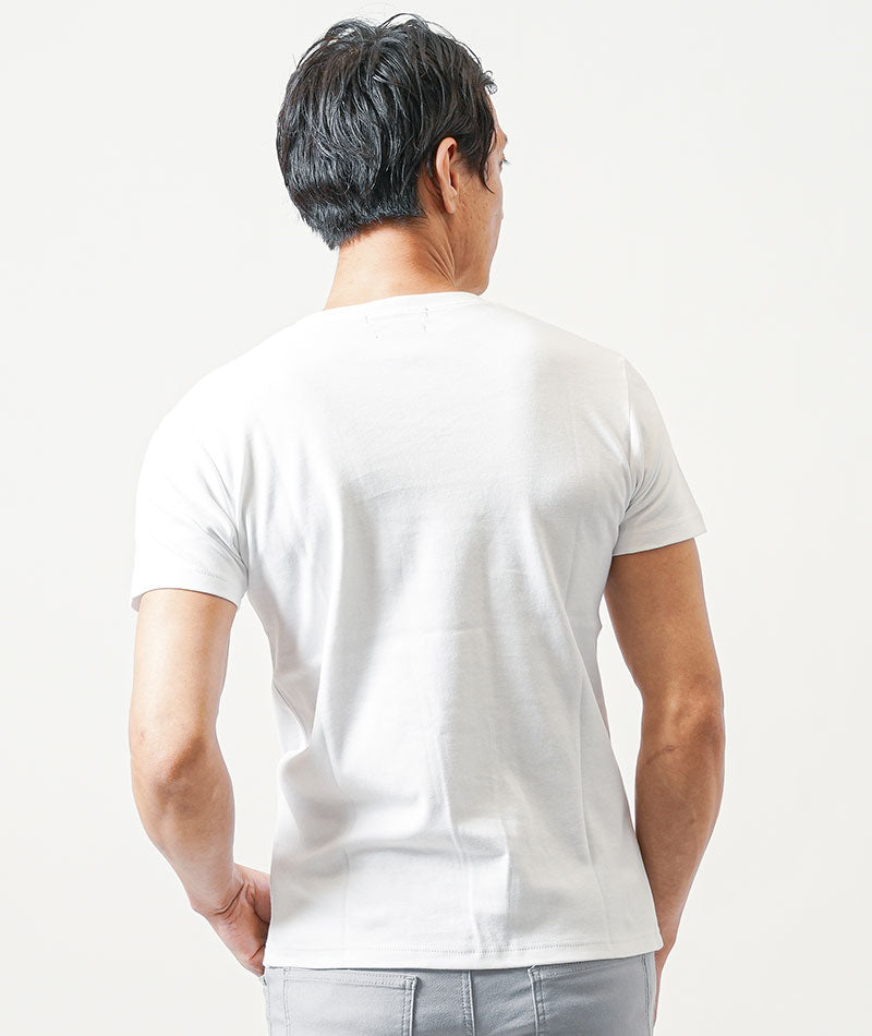 日本製 Tシャツ カットソー メンズ Vネック 綿100% 透けない おしゃれ ブランド 人気 おすすめ 無地 コーデ 40代 50代 夏 スリム 細身 タイト ぴったり ちょいワル イケオジ ちょい悪オヤジ 50代 60代 シンプル ストレッチ コットン スリムフィット 半袖