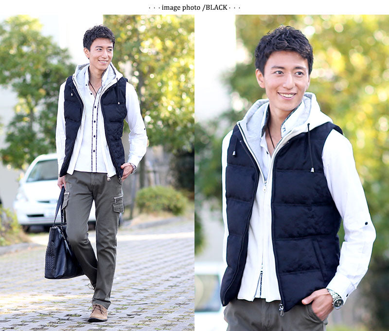 マスターバニー　フード付き中綿 ダウンベスト　カモフラ柄　ブルゾン　0 マスターバニー フード付き中綿 ダウンベスト カモフラ柄