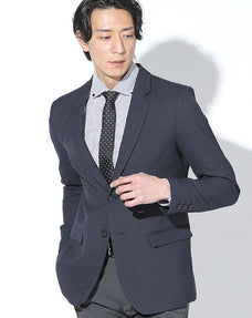 日本製 プレミアムネイビーバーズアイウォッシャブルドライタッチイージケアテーラードジャケット