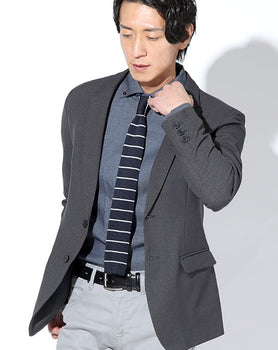 日本製 プレミアムグレーバーズアイウォッシャブルドライタッチイージケアテーラードジャケット