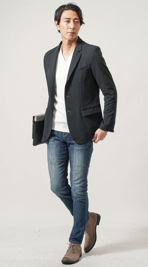 メンズにおすすめの黒ジャケットコーデ