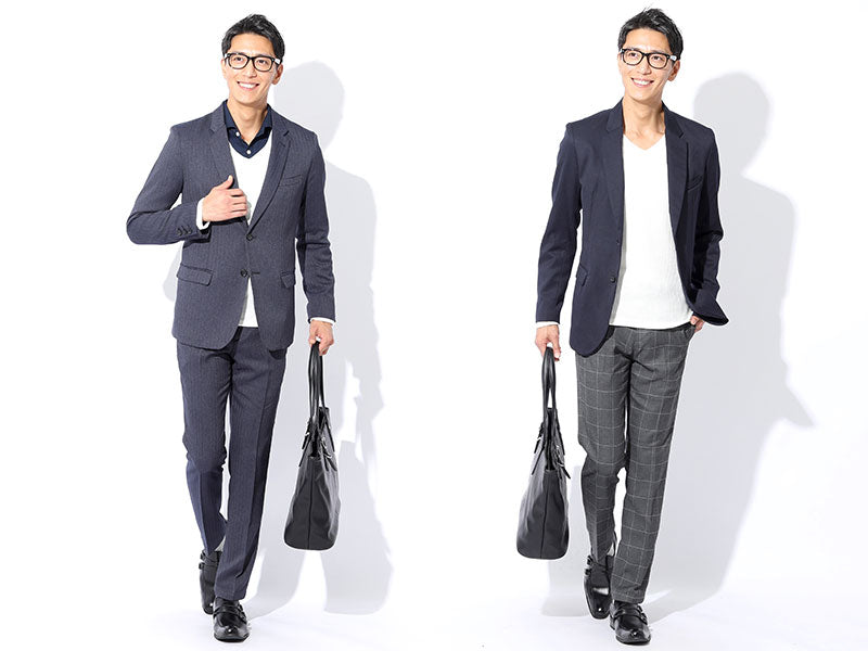 日本製 ウール混深Vネックリブ編みスリムニットソー Designed by Bizfront in TOKYO