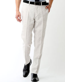 プレミアム麻100％杢調裏付ノータックスラックス 日本製