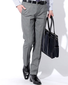 日本製 グレンチェック柄スラックス Designed by Bizfront in TOKYO グレー