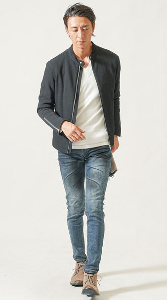 春服 トップス メンズ カットソー シャツ 黒パンツ