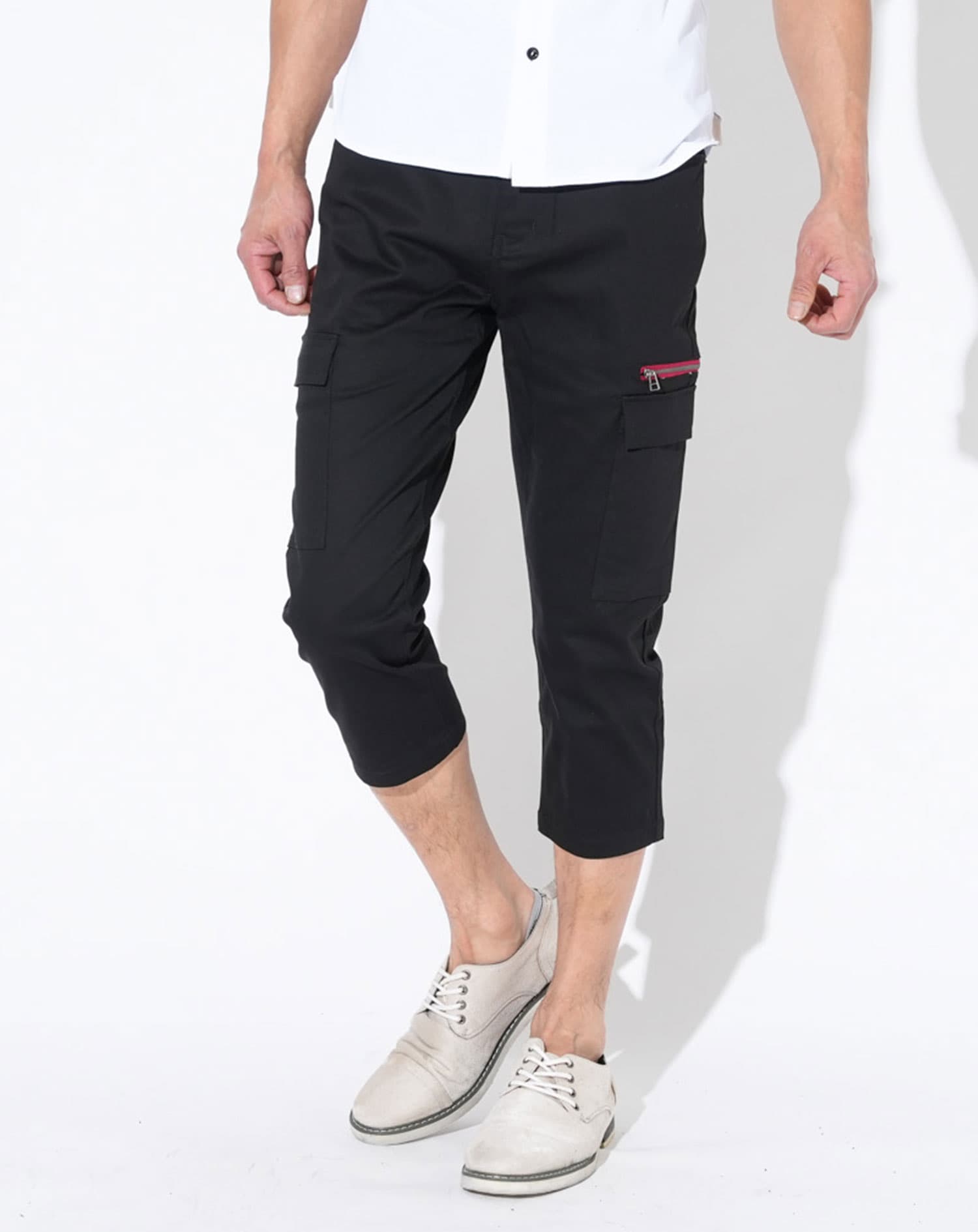 サイドジップストレッチスキニーチノカーゴクロップドパンツ