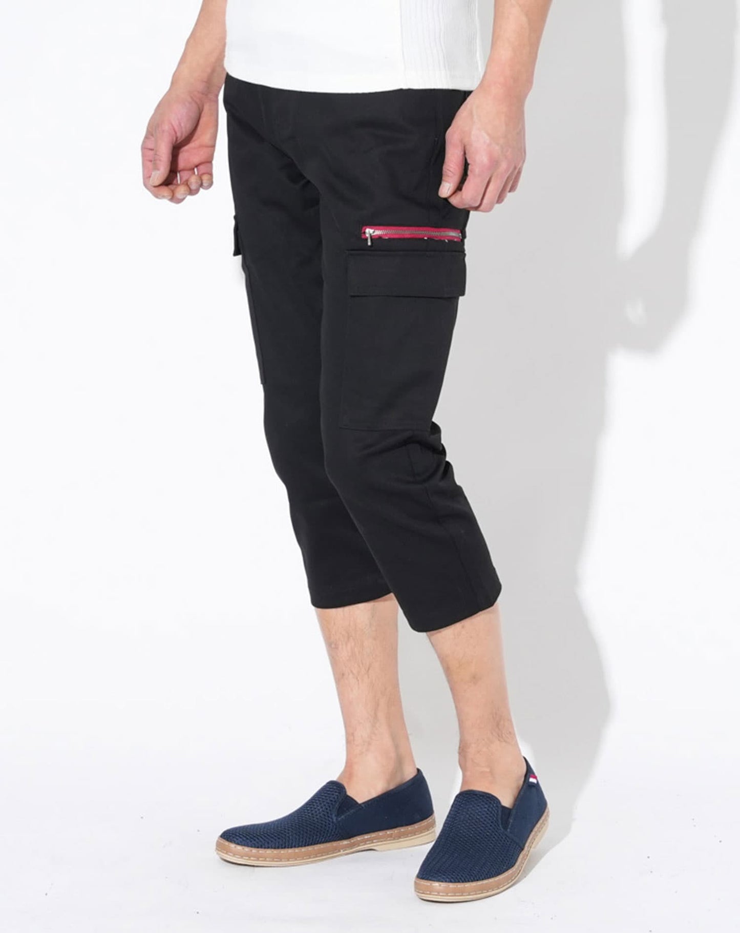 サイドジップストレッチスキニーチノカーゴクロップドパンツ