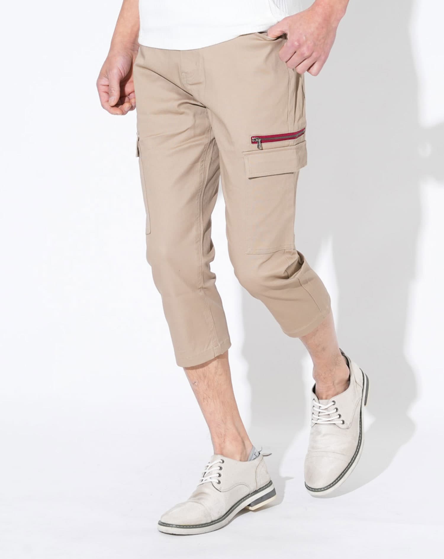 サイドジップストレッチスキニーチノカーゴクロップドパンツ
