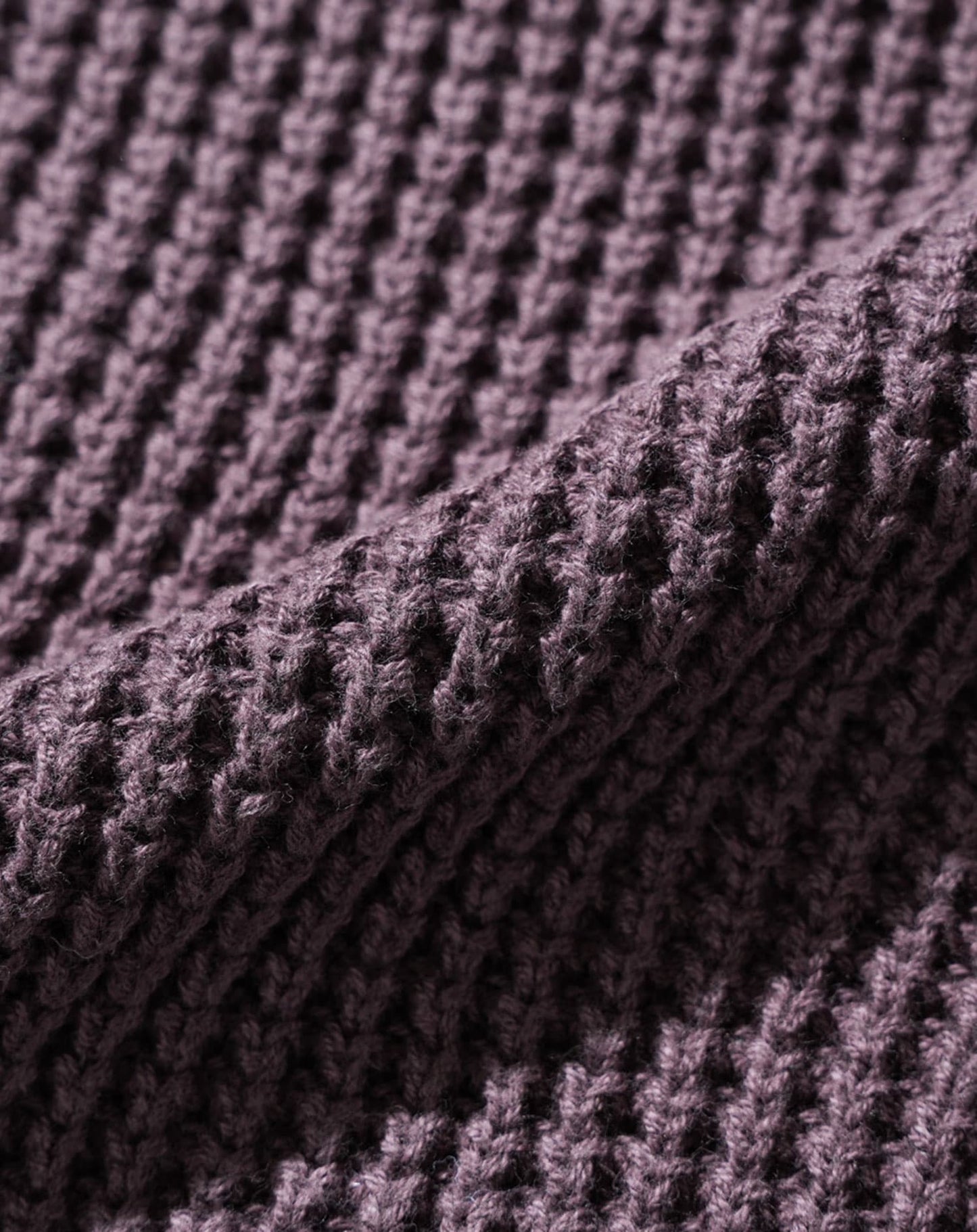 綿100%ラーベン編み長袖クルーネックニット