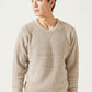 綿100%ラーベン編み長袖クルーネックニット