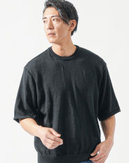 接触冷感オーバーサイズ半袖サマーニットTシャツ