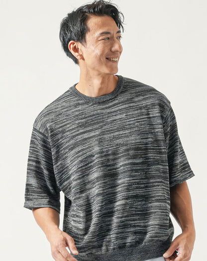 接触冷感オーバーサイズ半袖サマーニットTシャツ