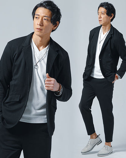 カット長袖テーラードジャケット×イージーパンツ　セットアップ