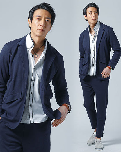 カット長袖テーラードジャケット×イージーパンツ　セットアップ