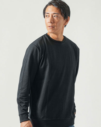 ダンボールニット素材長袖クルーネックTシャツ Tシャツ カットソー メンズ 長袖 丸首 uネック おしゃれ ブランド 人気 おすすめ 無地 コーデ 40代 50代 スリム 細身 ちょいワル イケオジ インナー