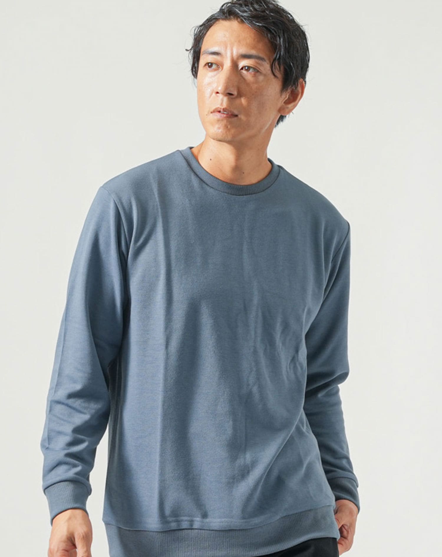 ダンボールニット素材長袖クルーネックTシャツ