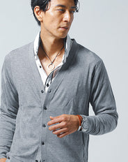 アーガイルデザイン長袖Vネックカーディガン