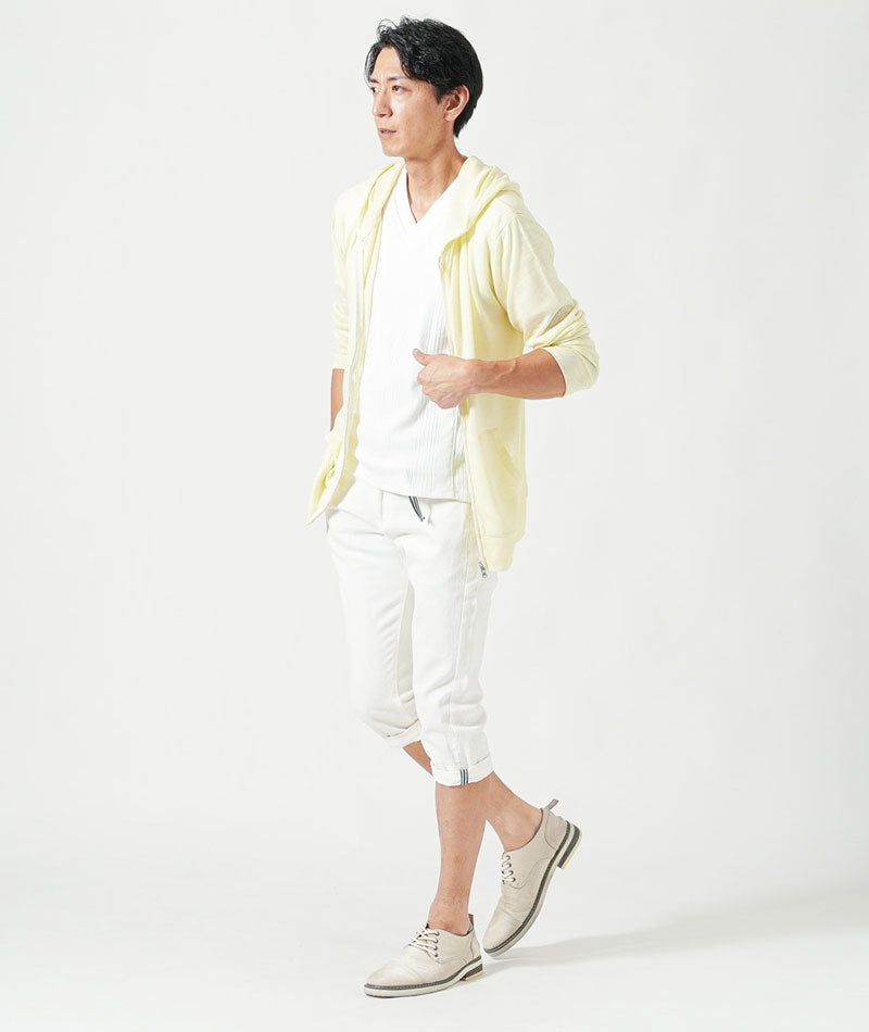 サマーニット長袖ジップアップパーカー