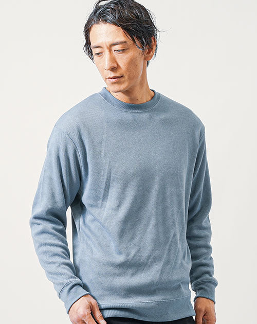 ミラノリブセミルーズシルエット長袖クルーネックニット