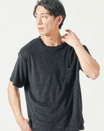 涼しい接触冷感パイル素材半袖クルーネックＴシャツ