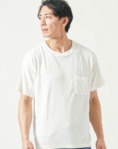 涼しい接触冷感パイル素材半袖クルーネックＴシャツ