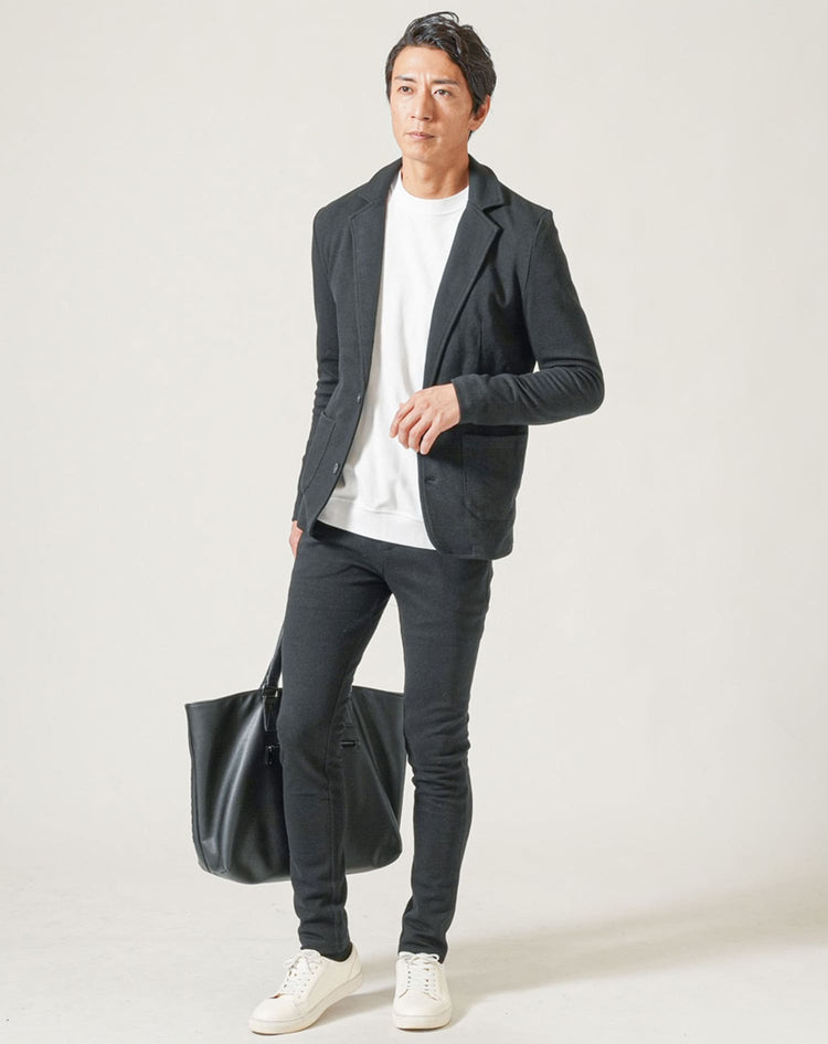 セットアップ カルゼ織り長袖テーラードジャケット×テーパードパンツ 2枚セット