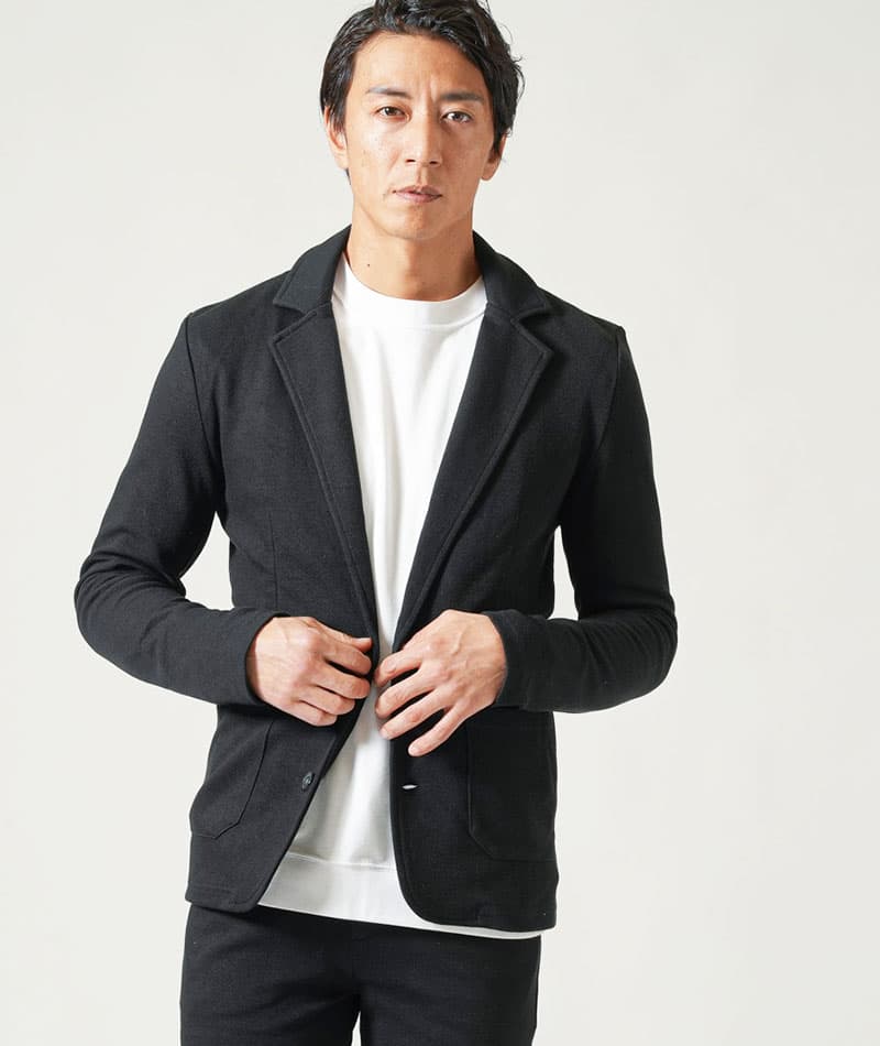 カルゼ織り美シルエット長袖テーラードジャケット