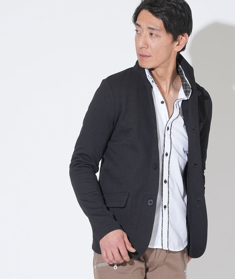 カルゼ織りイタリアンスタンドカラージャケット