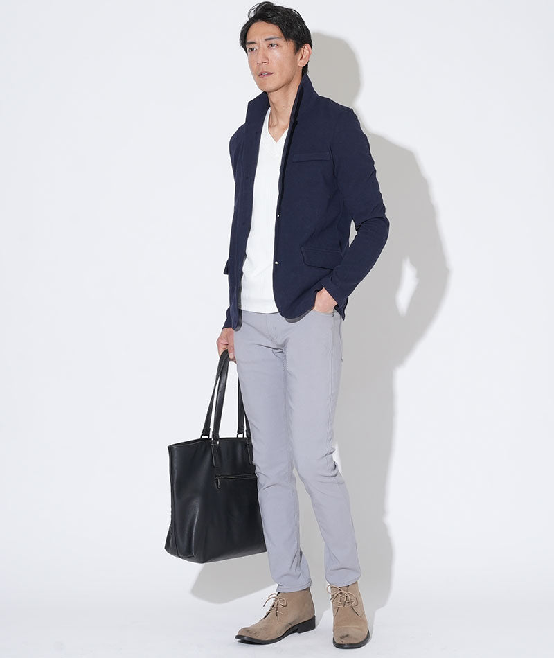 カルゼ織りイタリアンスタンドカラージャケット