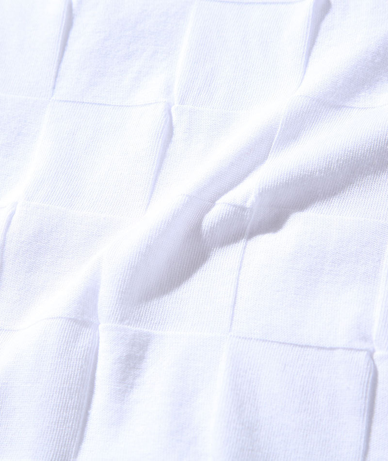 Tシャツ カットソー メンズ Vネック おしゃれ ブランド 人気 おすすめ 無地 コーデ 40代 50代 夏 スリム 細身 タイト 半袖 ブロックチェックデザイン