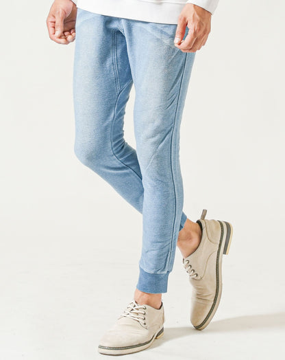 ウォッシュ加工カットデニムジョガーパンツ