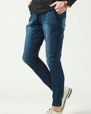 ウォッシュ加工カットデニムジョガーパンツ