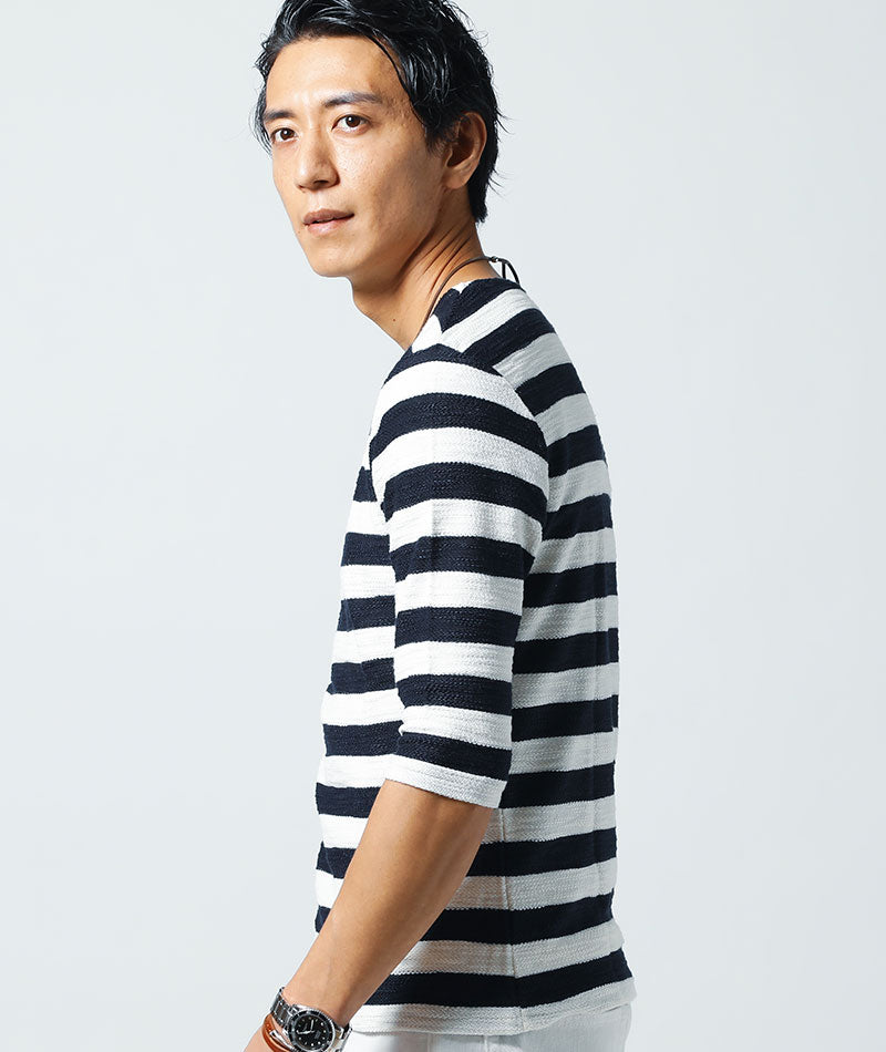 BOSS⭐︎未使用品 メンズ 半袖 Tシャツ ボーダー S 4枚セット 日本製MVSヘビーウェイトオーバーサイズドローコード付き半袖